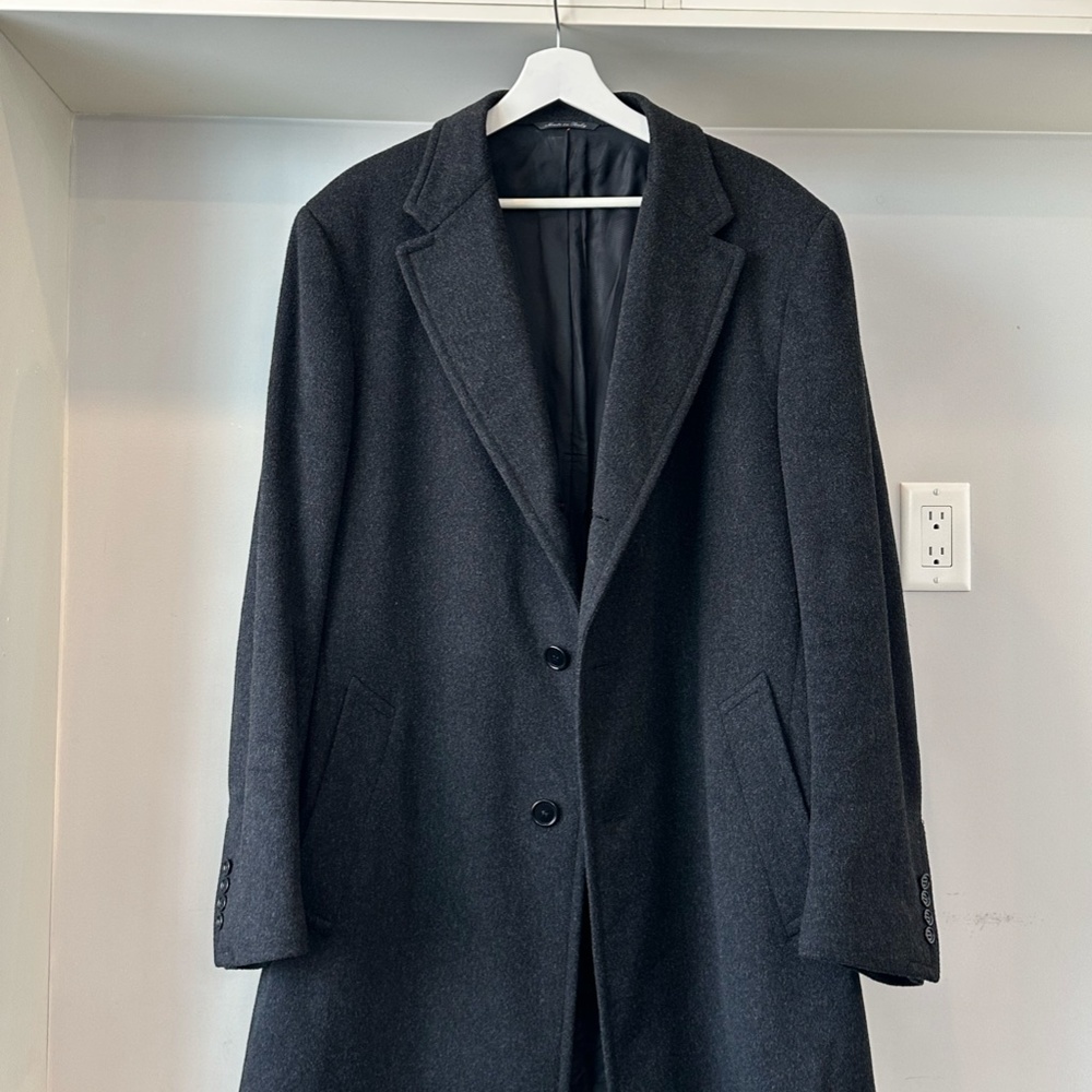 Canali Black Wool and Cashmere Kei Coat - Picture 2 of 3